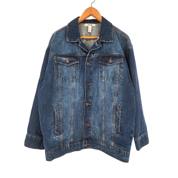 Refuge Over-Sized Blue Denim Jacket Unisex Size Medium - Picture 2 of 6